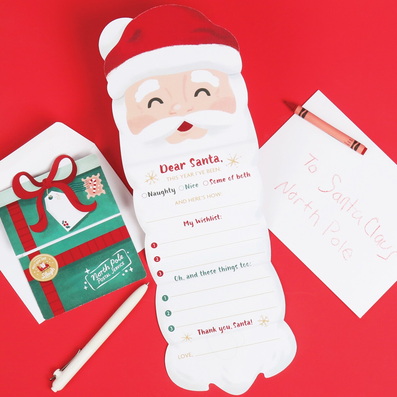 Big Dot of Happiness Letters to Santa Kit, Christmas Wish List, Kids Santa Claus Letter, Letter from Santa, 2 Envelopes,1 Letter to Santa, 1 Letter from Santa